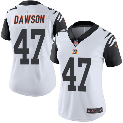 Women's Limited Paul Dawson Nike Jersey White - #47 Rush NFL Cincinnati Bengals